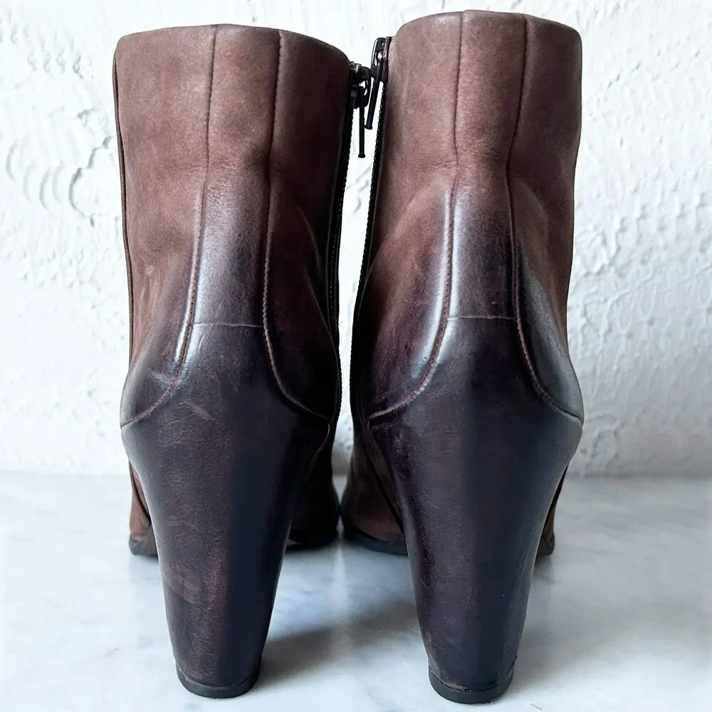 Ecco Jaffna Ankle Boots Women's Size 38/7.5 Brown Leather Heeled Side Zip